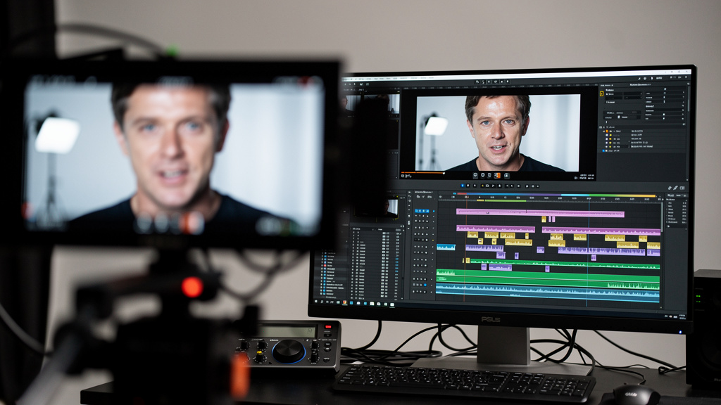 Video filming and editing production setup