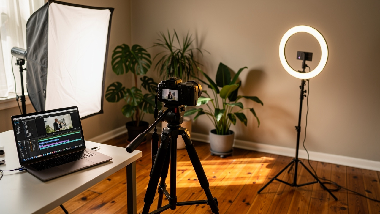 Professional video production equipment for creating ad content