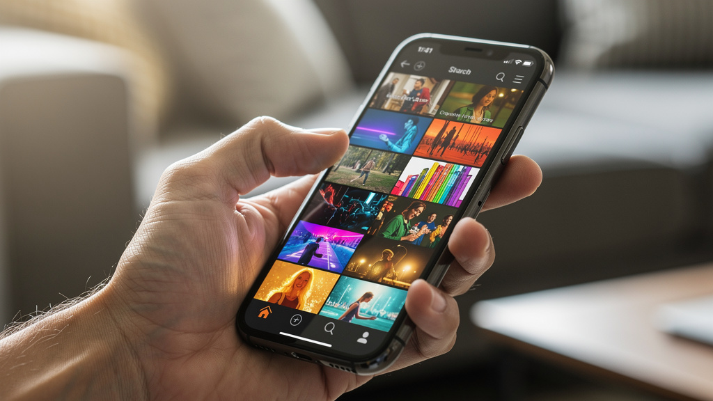 Mobile phone showing video discovery feed
