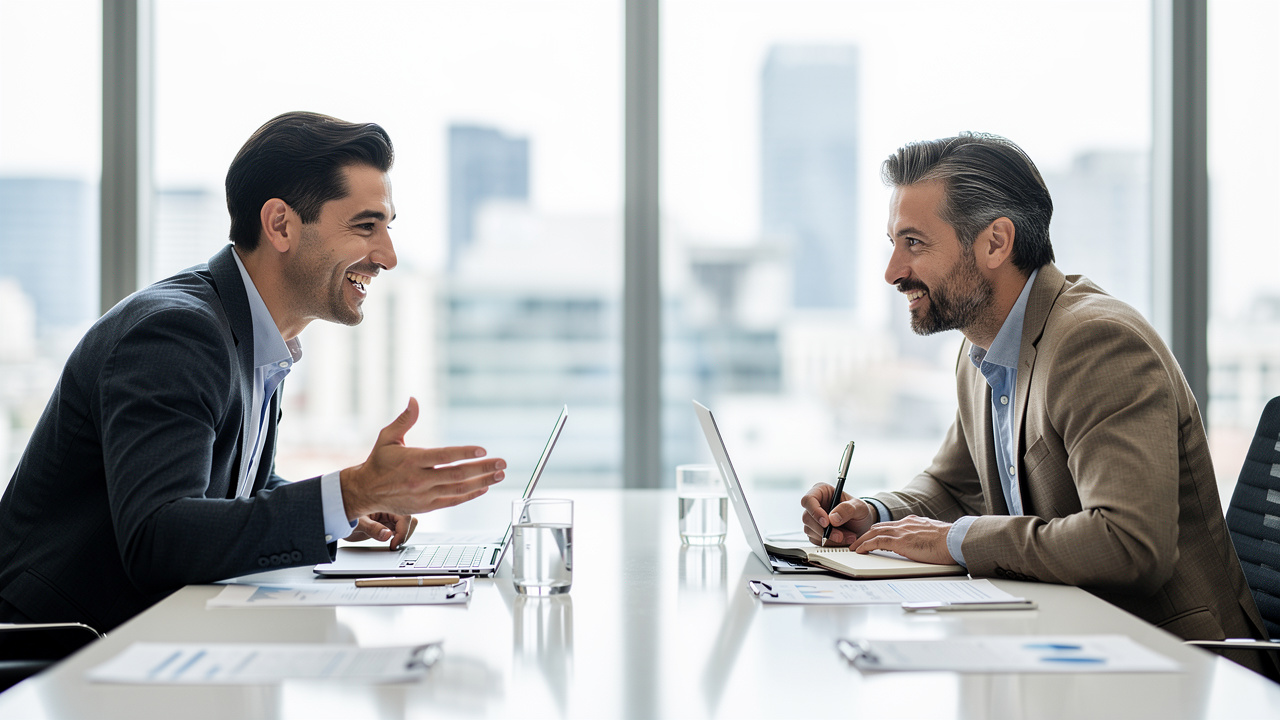 Business professionals negotiating YouTube sponsorship terms