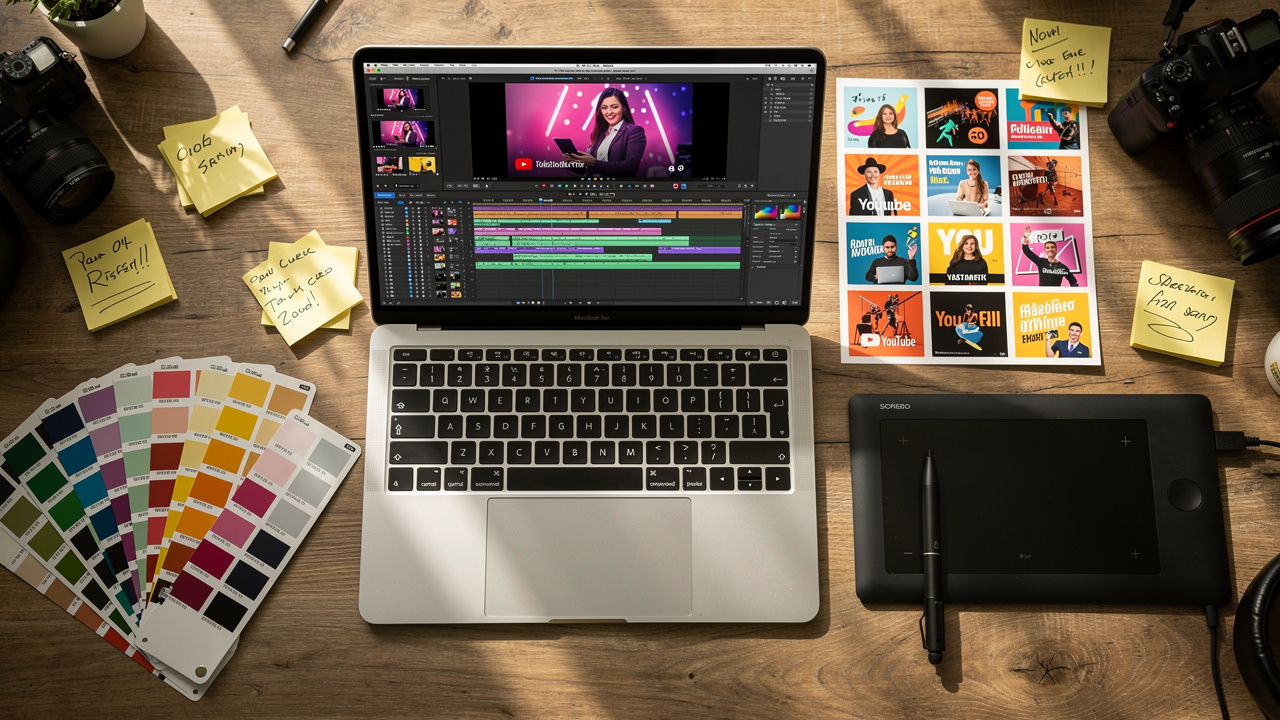 Creative workspace for designing YouTube thumbnails