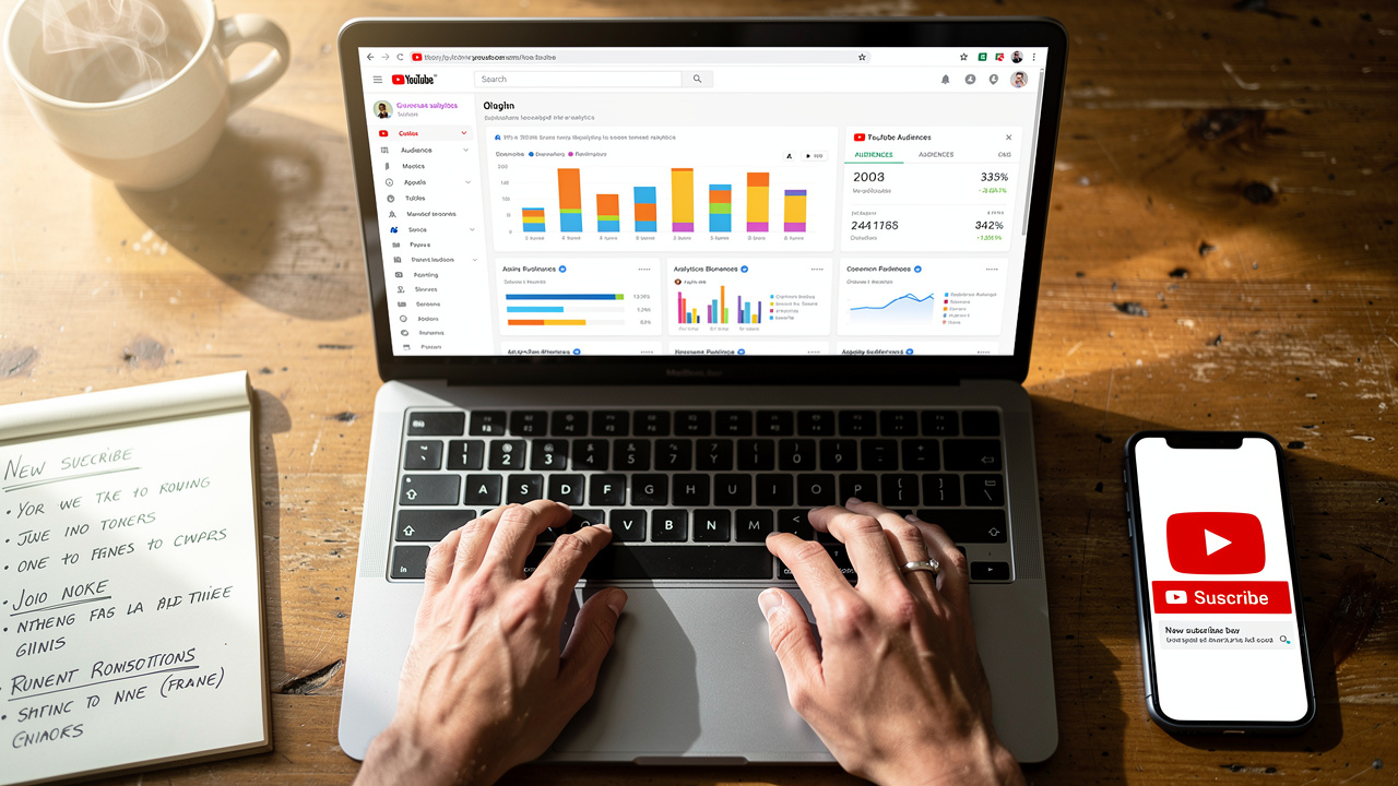 YouTube analytics dashboard with engagement metrics